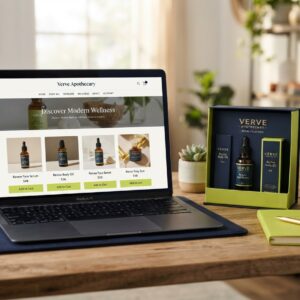 Ecommerce website design — online shop mockup with product listings and cart